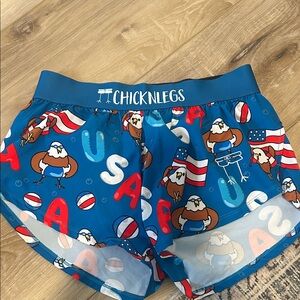 ChicknLegs Women's Athletic Shorts - Blue USA Eagle Print